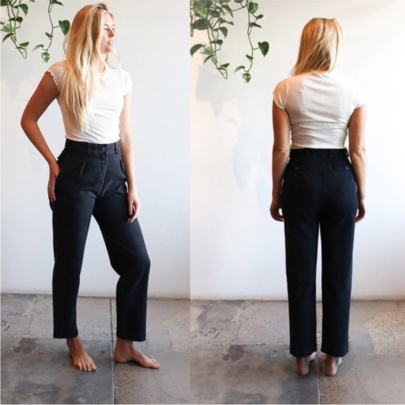 Mara Hoffman Jade Pants Washed Black Cropped Straight Leg Denim Size 4 EUC - Picture 1 of 15